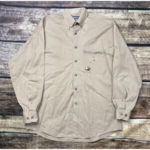 VTG Snoopy & Friends Shirt 15 32/33 Large Jazz Cotton Beige Button Down Pocket